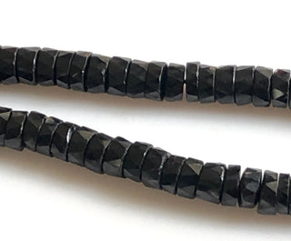 Black Spinel Faceted Round Tyre Beads Natural Black Spinel 7mm Tyre Beads Black Spinel Beads Sold As 16 Inches & 8 Inches, GDS1714