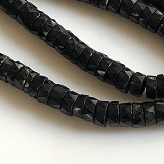 Black Spinel Faceted Round Tyre Beads Natural Black Spinel 7mm Tyre Beads Black Spinel Beads Sold As 16 Inches & 8 Inches, GDS1714