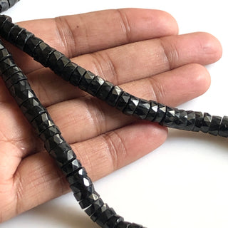 Black Spinel Faceted Round Tyre Beads Natural Black Spinel 7mm Tyre Beads Black Spinel Beads Sold As 16 Inches & 8 Inches, GDS1714