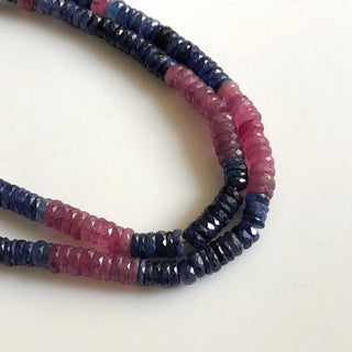 6.5mm Multi Sapphire Faceted Round Tyre Beads Glass Filled Natural Blue Sapphire Pink Sapphire Faceted Tyre Beads Sold As 16" & 8" GDS1715