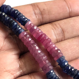 6.5mm Multi Sapphire Faceted Round Tyre Beads Glass Filled Natural Blue Sapphire Pink Sapphire Faceted Tyre Beads Sold As 16" & 8" GDS1715