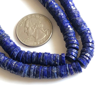 Natural Lapis Lazuli Round Faceted Tyre Beads 8mm Lapis Lazuli Faceted Tyres Lapis Lazuli Bracelet Necklace Sold As 16"/8" GDS1716