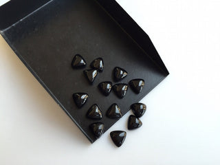 100 Pieces 8mm Each Black Onyx Trillion Shaped Smooth Flat Back Loose Cabochons SKU-BO12