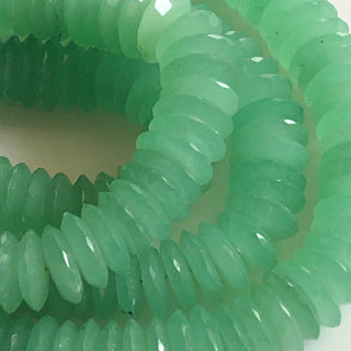 Natural Green Chalcedony Chrysoprase Faceted Button Beads 10mm to 12mm Chrysoprase Chalcedony German Cut Coin Beads, Sold As 16"/8" GDS1725