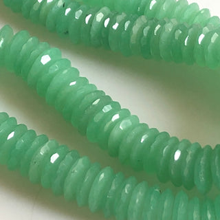 Natural Green Chalcedony Chrysoprase Faceted Button Beads 10mm to 12mm Chrysoprase Chalcedony German Cut Coin Beads, Sold As 16"/8" GDS1725