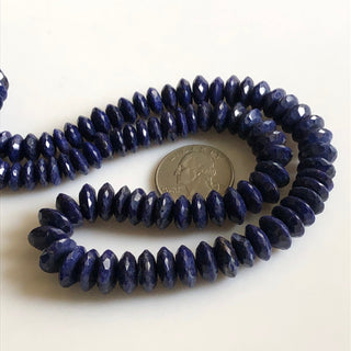 Blue Corundum Sapphire Beads, Natural Corundum Blue Sapphire Faceted Coin Beads Treated Blue Corundum Beads 16 Inch/8 Inch  Strand, GDS1728