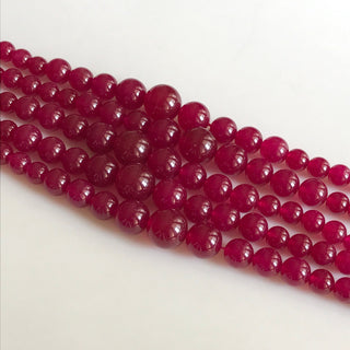 6mm To 13mm Ruby Red Jade Round Beads, Pink Jade Smooth Round Beads 18 Inch Strand Jade Necklace, GDS1780