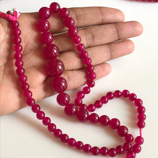 6mm To 13mm Ruby Red Jade Round Beads, Pink Jade Smooth Round Beads 18 Inch Strand Jade Necklace, GDS1780