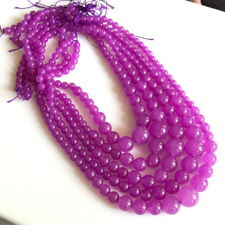 6mm To 13mm Hot Pink Jade Round Beads, Pink Jade Smooth Round Beads 18 Inch Strand Jade Necklace, GDS1781