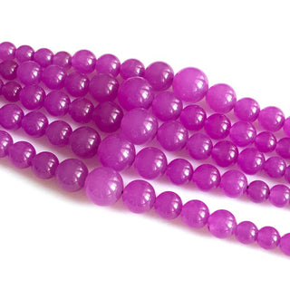 6mm To 13mm Hot Pink Jade Round Beads, Pink Jade Smooth Round Beads 18 Inch Strand Jade Necklace, GDS1781