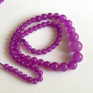 6mm To 13mm Hot Pink Jade Round Beads, Pink Jade Smooth Round Beads 18 Inch Strand Jade Necklace, GDS1781