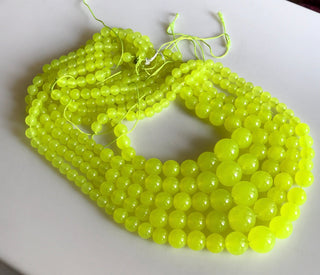 6mm To 13mm Lime Green Jade Round Beads, Green Jade Smooth Round Beads 18 Inch Strand Jade Necklace, Jade Jewelry GDS1782