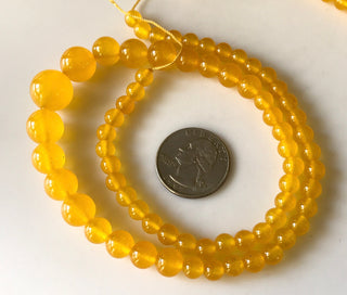 6mm To 13mm Yellow Jade Round Beads, Mango Color Yellow Jade Smooth Round Beads 18 Inch Strand Jade Necklace, Jade Jewelry GDS1783