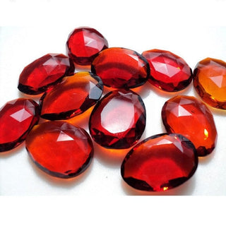 5 Pieces 12x16mm To 15x20mm Each Hydro Quartz Garnet Colored Rose Cut Wine Red Loose Cabochons RS26