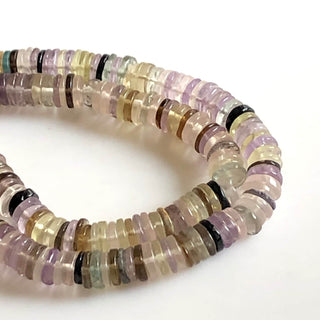 Natural Multi Gemstone Faceted Coin Tyre Beads Multi Gemstone Rondelle Beads, 7mm Multi Gemstone Beads, 16"/8 Inch Strand, GDS1731