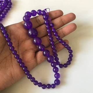 6mm To 13mm Purple Amethyst Jade Round Beads Purple Jade Smooth Round Beads 18 Inch Strand Jade Necklace, Jade Jewelry GDS1787