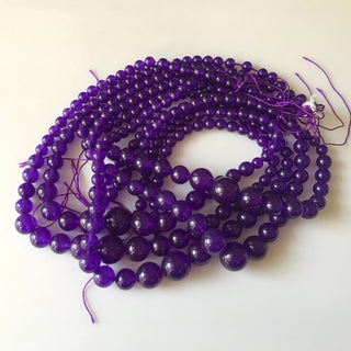 6mm To 13mm Purple Amethyst Jade Round Beads Purple Jade Smooth Round Beads 18 Inch Strand Jade Necklace, Jade Jewelry GDS1787