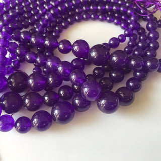 6mm To 13mm Purple Amethyst Jade Round Beads Purple Jade Smooth Round Beads 18 Inch Strand Jade Necklace, Jade Jewelry GDS1787