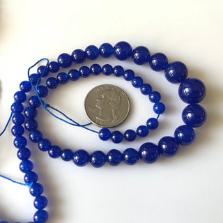 6mm To 13mm Blue Jade Round Beads Blue Jade Smooth Round Beads 18 Inch Strand Jade Necklace, Jade Jewelry GDS1789