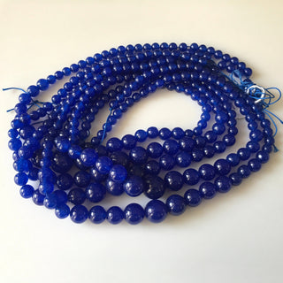6mm To 13mm Blue Jade Round Beads Blue Jade Smooth Round Beads 18 Inch Strand Jade Necklace, Jade Jewelry GDS1789