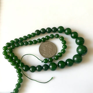 6mm To 13mm Emerald Green Jade Round Beads Green Jade Smooth Round Beads 18 Inch Strand Jade Necklace, Jade Jewelry GDS1791