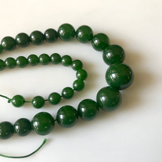 6mm To 13mm Emerald Green Jade Round Beads Green Jade Smooth Round Beads 18 Inch Strand Jade Necklace, Jade Jewelry GDS1791