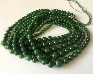 6mm To 13mm Emerald Green Jade Round Beads Green Jade Smooth Round Beads 18 Inch Strand Jade Necklace, Jade Jewelry GDS1791