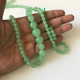 6mm To 13mm Green Chrysoprase Color Jade Round Beads Green Jade Smooth Round Beads 18 Inch Strand Jade Necklace, Jade Jewelry GDS1793