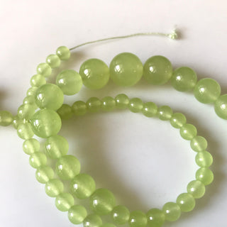 6mm To 13mm Green Chalcedony Color Jade Round Beads Green Jade Smooth Round Beads 18 Inch Strand Jade Necklace, Jade Jewelry GDS1794