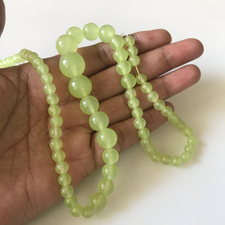 6mm To 13mm Green Chalcedony Color Jade Round Beads Green Jade Smooth Round Beads 18 Inch Strand Jade Necklace, Jade Jewelry GDS1794