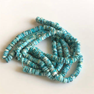 Natural Howlite Turquoise Smooth Coin Tyre Beads Blue Turquoise Round Heishi Beads, 8mm Howlite Heishi Beads, 16"/8 Inch Strand, GDS1738