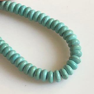 6mm Smooth Turquoise Rondelle Beads, Smooth Blue Howlite Turquoise Rondelles, 6 Inch Strand, GDS1739