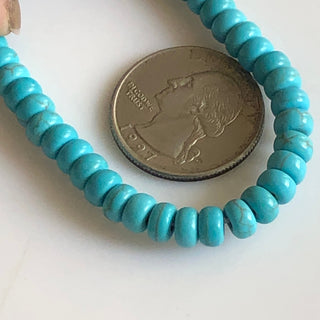 6mm Smooth Turquoise Rondelle Beads, Smooth Blue Howlite Turquoise Rondelles, 6 Inch Strand, GDS1739