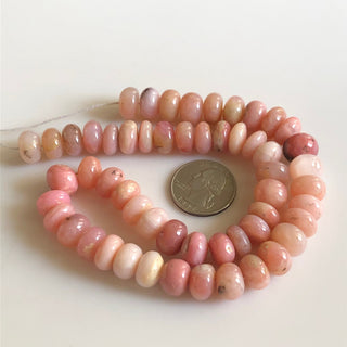 Pink Opal Smooth Rondelle Beads, 12mm/11mm/6-7mm Natural Peruvian Pink Opal Rondelle Beads, 16 Inch Strand, GDS1740