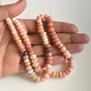 Pink Opal Smooth Rondelle Beads, 12mm/11mm/6-7mm Natural Peruvian Pink Opal Rondelle Beads, 16 Inch Strand, GDS1740