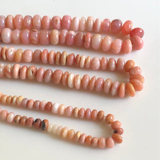 Pink Opal Smooth Rondelle Beads, 12mm/11mm/6-7mm Natural Peruvian Pink Opal Rondelle Beads, 16 Inch Strand, GDS1740