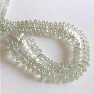 Natural Green Amethyst Faceted Button Beads 7-13mm/7-11mm Green Amethyst German Cut Faceted Coin Beads, Sold As 16"/8" GDS1744