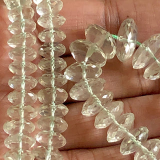 Natural Green Amethyst Faceted Button Beads 7-13mm/7-11mm Green Amethyst German Cut Faceted Coin Beads, Sold As 16"/8" GDS1744