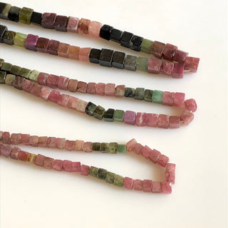 Natural Multi Tourmaline Smooth Box Beads, 3.5mm 4mm 5mm  Multi Tourmaline Pink Tourmaline Green Tourmaline Box Beads, 15 Inch, GDS1745