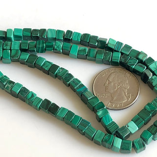 Natural Malachite Smooth Box Beads, 6mm 5mm Natural Malachite Loose Box Beads, 18 Inch Strand, GDS1748