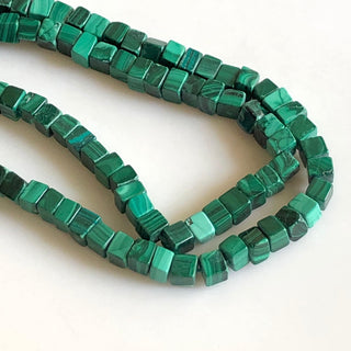 Natural Malachite Smooth Box Beads, 6mm 5mm Natural Malachite Loose Box Beads, 18 Inch Strand, GDS1748