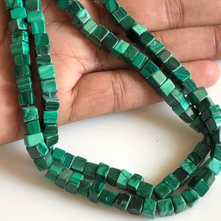 Natural Malachite Smooth Box Beads, 6mm 5mm Natural Malachite Loose Box Beads, 18 Inch Strand, GDS1748