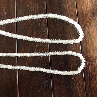 Natural Rainbow Moonstone Rondelle Beads, 4mm To 4.5mm Natural Rainbow Moonstone Smooth Beads, 12 Inch Strand, GDS1750