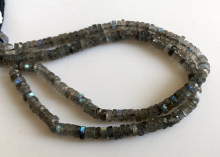 Natural Labradorite Faceted Coin Tyre Beads 5.5mm/6.5mm Labradorite Round Heishi Beads, 16 Inch Strand, GDS1752