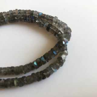 Natural Labradorite Faceted Coin Tyre Beads 5.5mm/6.5mm Labradorite Round Heishi Beads, 16 Inch Strand, GDS1752