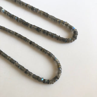 Natural Labradorite Faceted Coin Tyre Beads 5.5mm/6.5mm Labradorite Round Heishi Beads, 16 Inch Strand, GDS1752