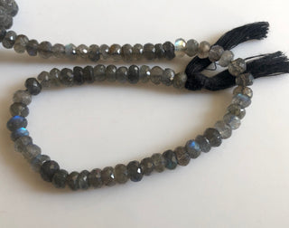 6mm Natural Labradorite Faceted Rondelle Beads, Labradorite Beads, 10 Inch Labradorite Bead Strand, GDS1753