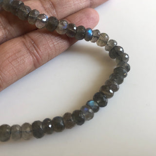 6mm Natural Labradorite Faceted Rondelle Beads, Labradorite Beads, 10 Inch Labradorite Bead Strand, GDS1753