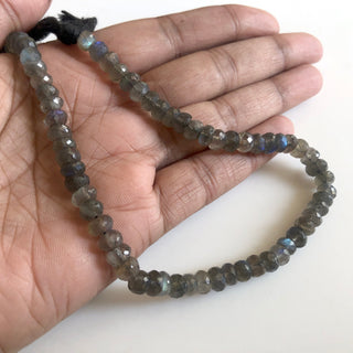 6mm Natural Labradorite Faceted Rondelle Beads, Labradorite Beads, 10 Inch Labradorite Bead Strand, GDS1753