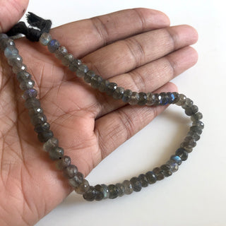 6mm Natural Labradorite Faceted Rondelle Beads, Labradorite Beads, 10 Inch Labradorite Bead Strand, GDS1753